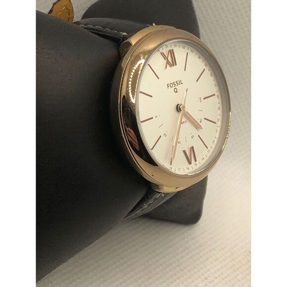 Fossil Q FTW5023 Womens Black Leather Analog Silver Dial Hybrid Smart Watch KS90 - Picture 3 of 9